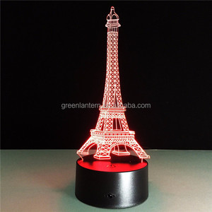 Lampu Malam Menara <span class=keywords><strong>Eiffel</strong></span> Ilusi <span class=keywords><strong>3D</strong></span> Lampu Malam Lampu Meja Led Usb 7 Warna Akrilik Kustom untuk Hadiah Anak-anak - Product Image 4