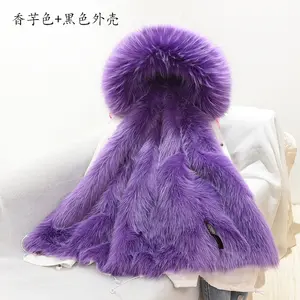 Women Winter Parka Coat Faux Fox Fur Long Coat Winter Clothing with hood