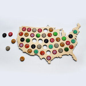Su misura in legno di birra cap <span class=keywords><strong>mappa</strong></span> usa per di legno decorazione della parete