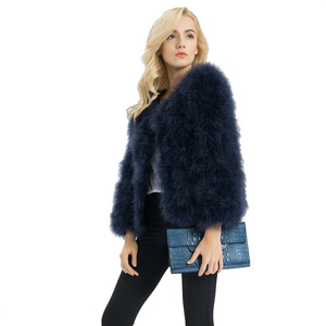 Veste en fourrure véritable de haute qualité manteau de fourrure <span class=keywords><strong>noir</strong></span> d'autruche d'hiver chaud pour les femmes - Product Image 1
