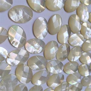 Vendita all'ingrosso di alta qualità ovale naturale taglio bianco madreperla Cabochon sfaccettato MOP conchiglia pietre sciolte calibrate - Product Image 3