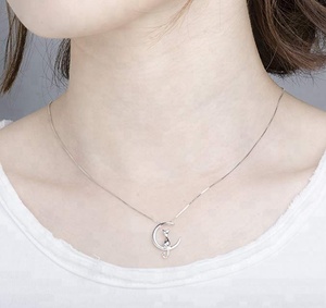 고양이 달 목걸이 스털링 실버 고양이 달 목걸이 - Product Image 4