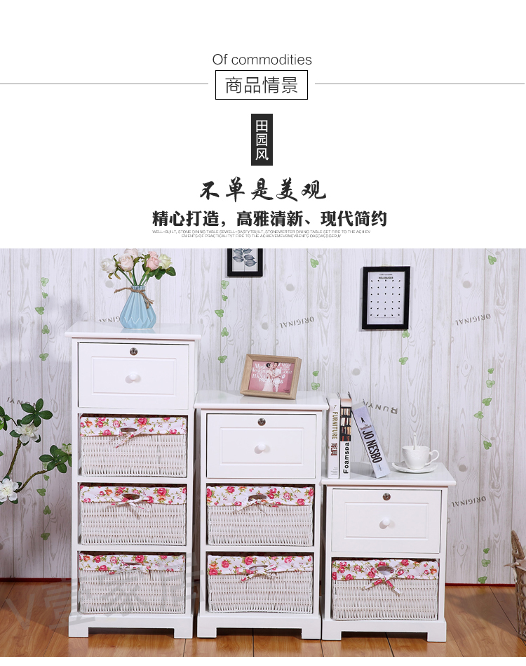 Белый деревянный шкаф с 3 ящиками для мебели для домашнего декора