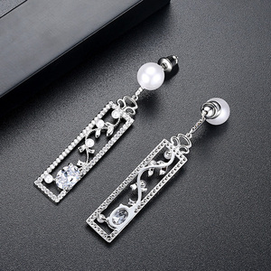 LUOTEEMI ต่างหู CZ รูปดอกไม้ทรงเรขาคณิต,ของขวัญสำหรับเพื่อนผู้หญิง - Product Image 5