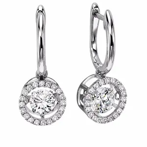 Factory directly Diamond Earring 925 Sterling Silver Moving stone Jewelry