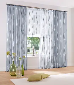 Rideau imprimé en Polyester <span class=keywords><strong>blanc</strong></span>, Voile transparent, pré-fait, vente en gros - Product Image 1