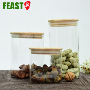 Jarra de vidrio de cocina personalizada para alimentos, recipiente de almacenamiento cuadrado con tapa de bambú hermético - Product Image 4
