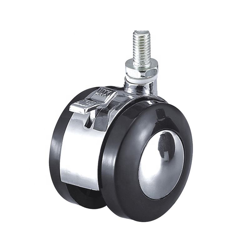 40mm Zinc Alloy Furniture Caster Wheels with Brake 50mm Chrome Chair Casters for Bedroom for School Hospital Living Room Hotel