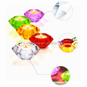 Kim Cương Hình Dạng Phun Màu Trang Trí Trang Trí Giáng Sinh Pha Lê Thủy Tinh Lãng Mạn Tealight <span class=keywords><strong>Candle</strong></span> Holders - Product Image 4