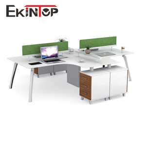 Ekintop 120 grados redondo <span class=keywords><strong>3</strong></span> personas Oficina estación de trabajo escritorio partición/muebles de oficina - Product Image 3