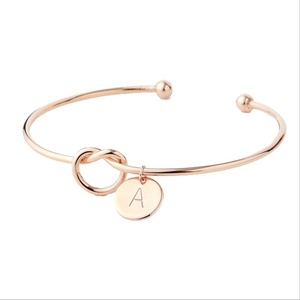 New DIY Đồ Trang Sức Bảng Chữ Cái Thư Vàng Vòng Đeo Tay Mở Rộng Quyến Rũ Knot Bangle - Product Image 1