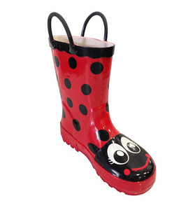 Stivali da pioggia per bambine e ragazze piccole con motivo coccinella <span class=keywords><strong>rosso</strong></span> e nero con fodera in rete - Product Image 2