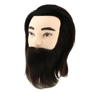 Tête de mannequin pour hommes en cheveux humains 100% réels de couleur noire de 12 pouces, pour salon de coiffure, formation de barbier, coiffure de barbe, mannequin de cosmétologie - Product Image 5