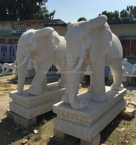 Sculpture d'éléphant en marbre blanc de haute qualité pour jardin extérieur - Product Image 2