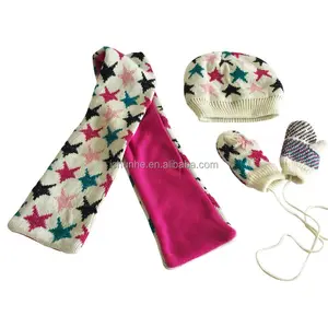 majored factory winter scarf set 100% acrylic knitted unsex children baby kids knitting scarf hat glove sets in stock