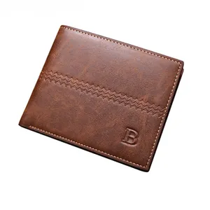 Cuero de la PU de moda cremallera hebilla adolescente moneda monedero clásico estilo de los hombres Simple Vintage dinero Clip cartera