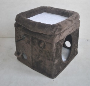 Feliz <span class=keywords><strong>casas</strong></span> para mascotas gato curioso cubo, marrón - Product Image 5