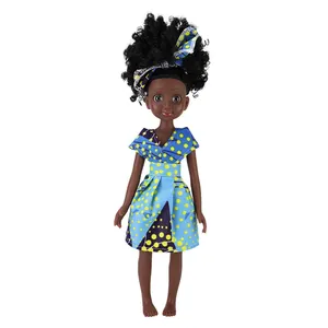 Fashion 13 Inch Vinyl Beautiful African African Girl Doll mit Afro Kinky Curly Hair Dress Black Doll für Kids
