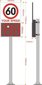 Năng lượng mặt trời an toàn giao thông LED giới hạn tốc độ cảm ứng <span class=keywords><strong>Radar</strong></span> dấu hiệu nhôm Điện kiểm soát đường dấu hiệu - Product Image 5