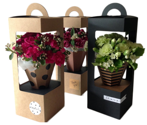 High quality customized kraft/card paper flower basket flower gift box packaging flower boxes
