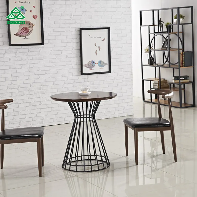 豪華なデザインの合板トップコーヒーテーブルリビングルームのガラストップとS/S脚のサイドテーブル用のモダンな丸いコーヒーテーブル