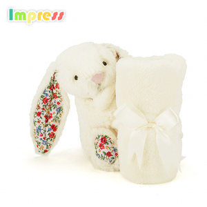 Conejo encantador del bebé fabricantes de juguetes China <span class=keywords><strong>Rosa</strong></span> conejito de peluche de juguete con manta - Product Image 5