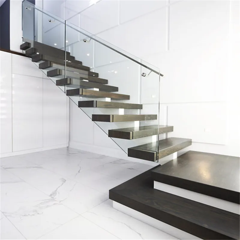 कस्टम काले सफेद कार्बन स्टील प्लेट मध्य स्टाफ़ लकड़ी सीढ़ियों