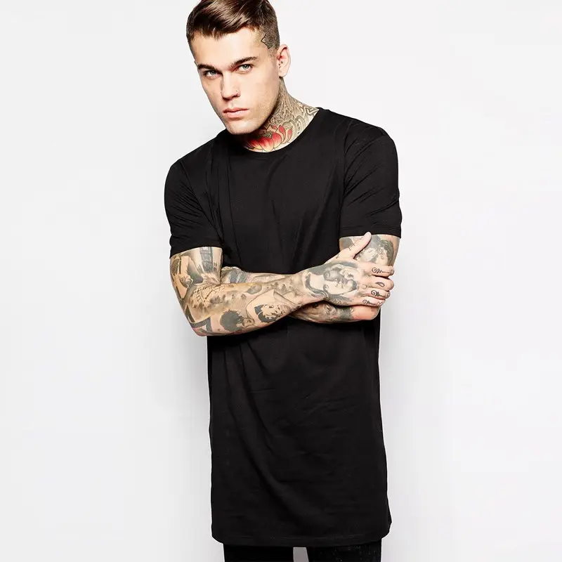 Mannen Big Size 5xl Fashion Ontworpen Hip Hop Katoen Modal Spandex T-shirt Longline Oem Katoenen T-shirt Heren Hoge kwaliteit T-shirts