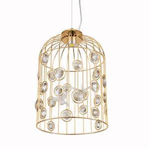 Lustre suspendu industriel vintage en fer et cristal, composé d'une cage d'oiseau, design rustique traditionnel, luminaire décoratif d'intérieur, nouveau modèle