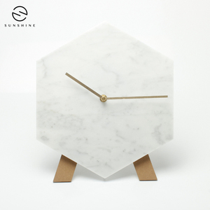Orologio <span class=keywords><strong>da</strong></span> <span class=keywords><strong>parete</strong></span> in marmo pietra esagonale decorativo <span class=keywords><strong>casa</strong></span> di lusso - Product Image 2