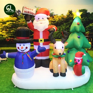 Nueva llegada de alta energía de movimiento LED castillos de Navidad muñeco de nieve inflable de la familia - Product Image 1