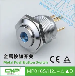 Waterproof Push Button Switch With Led CMP Waterproof 16mm Metal Push Button Spst LED 5v Momentary Switch With TUV CE