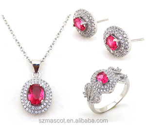 Venta caliente <span class=keywords><strong>de</strong></span> la manera wedding novia regalo <span class=keywords><strong>de</strong></span> europa y américa del estilo <span class=keywords><strong>de</strong></span> plata cz colgante collar pendientes anillo oval <span class=keywords><strong>de</strong></span> la joyería conjunto - Product Image 1