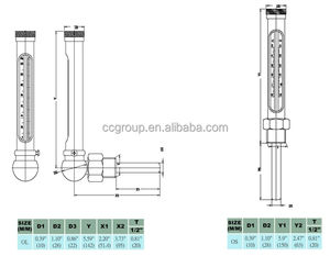 Thermomètre rond à tube de verre avec boîtier en laiton plaqué de type cylindre - Product Image 2