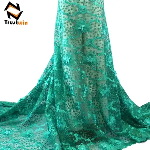 Afrikanische Guipure 3d Blume Spitze Perlen bestickten Stoff elegante Spitze Kleid Stoff Hochzeit