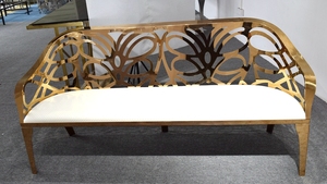 LC07 Divano a 3 Posti per Sala d'Attesa, Poltrona Dorata - Product Image 3