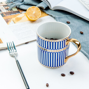 Estilo Europeo Noble agua café taza de porcelana con borde dorado - Product Image 3