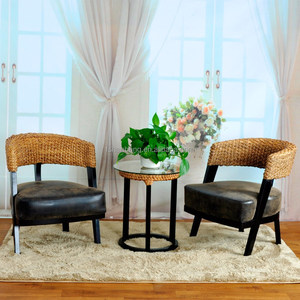 2016 nuevo diseño moderno rattan jacinto de agua tienda de café de madera mesas y sillas colocadas - Product Image 2