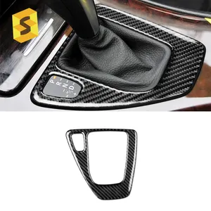 ES DJ3060 Interior Trim Carbon Fiber Gear Shift Control Panel Cover Sticker LHD Car styling For BMW E90 E92 E93 accessories