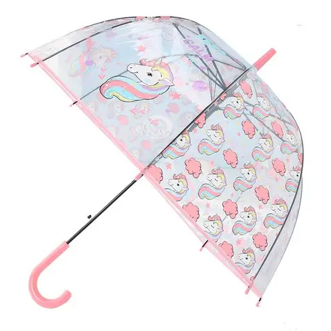 Promocional Simple moda 0pen transparente precioso unicornio niños manejar claro paraguas