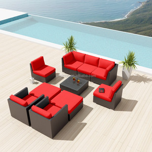 Asientos profunda espresso sorprendente apariencia exterior sofá <span class=keywords><strong>modular</strong></span> jardín con mesas y sillas de ratán sintético - Product Image 1