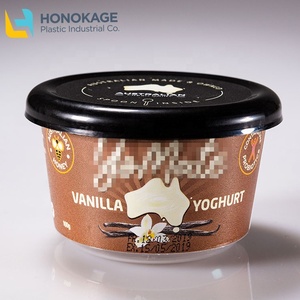 Contenant rond <span class=keywords><strong>pour</strong></span> yaourt, tasse en plastique, avec couvercle et cuillère, résistante, logo personnalisé, IML, 100g - Product Image 4