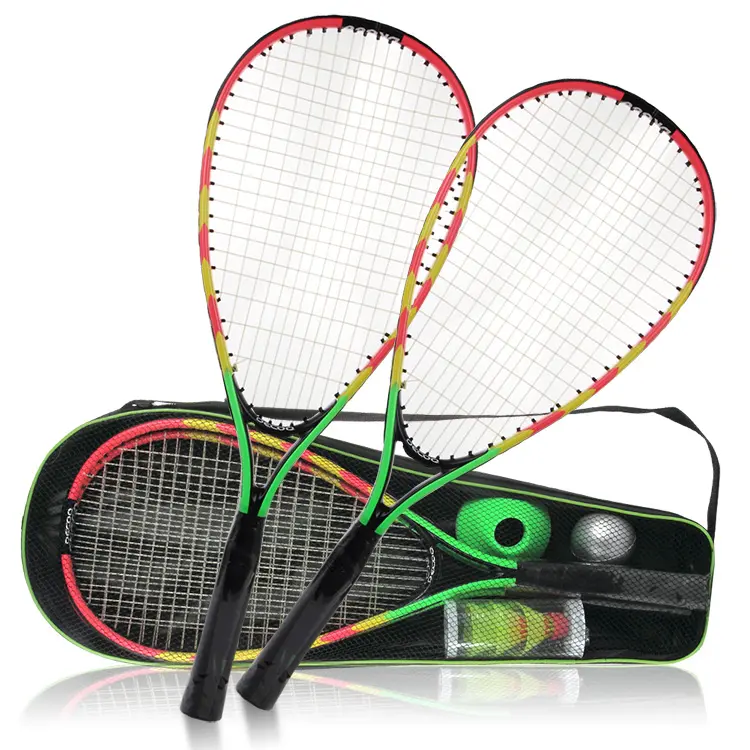 DECOQ Aluminum Alloy Turbo Speed Badminton Racket Squash Racket Set with Balls and Plastic Cones