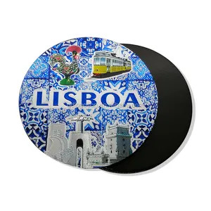 Traditionele Portugees Souvenirs Magneten Souvenirs Ambachten Lissabon Portugal Ronde Folie Magneten