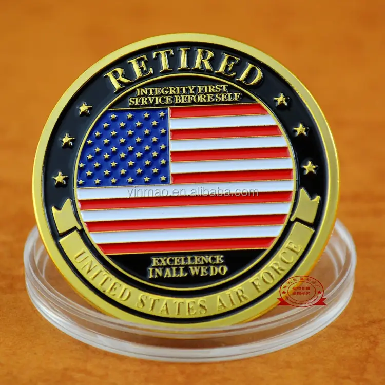 أمريكا المتقاعد علم لنا عملات معدنية مخصصة الولايات المتحدة الأمريكية الذهب عملة تذكارية معدنية