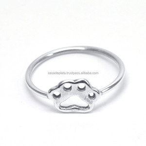 Anillo de Plata de Ley 925 con diseño de pata, joyería fina chapada en plata a la moda para aniversario de boda o regalo de compromiso - Product Image 1