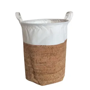 Tessuto di sughero lino piega cesto portabiancheria cestini portaoggetti per articoli vari giocattoli vestiti