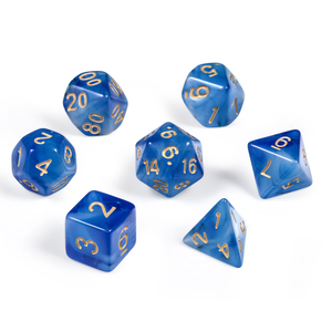סט קוביות dnd כחול סט, 7 מת קוביות polythedral עבור מנתחים ודרקונים משחקי שולחן משחקים רול לחזה משחק - Product Image 5