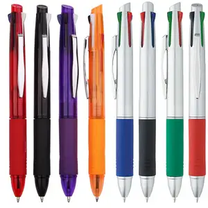 Promotional four color pen with 4 color multifunction customized logo metal clip 4 color pen