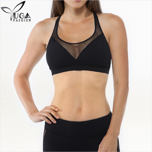 Sujetador deportivo de tiras negro para mujer personalizado al por mayor de fábrica de China - Product Image 1